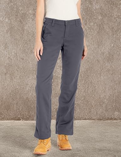 Carhartt Women's Rugged Flex Loose Fit Canvas Fleece-Lined Pant, Coal, 16 Short