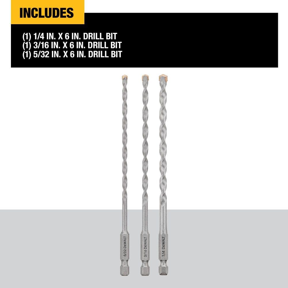 DEWALT DWA5103 Impact Ready Masonry Bit Set, 3 Piece