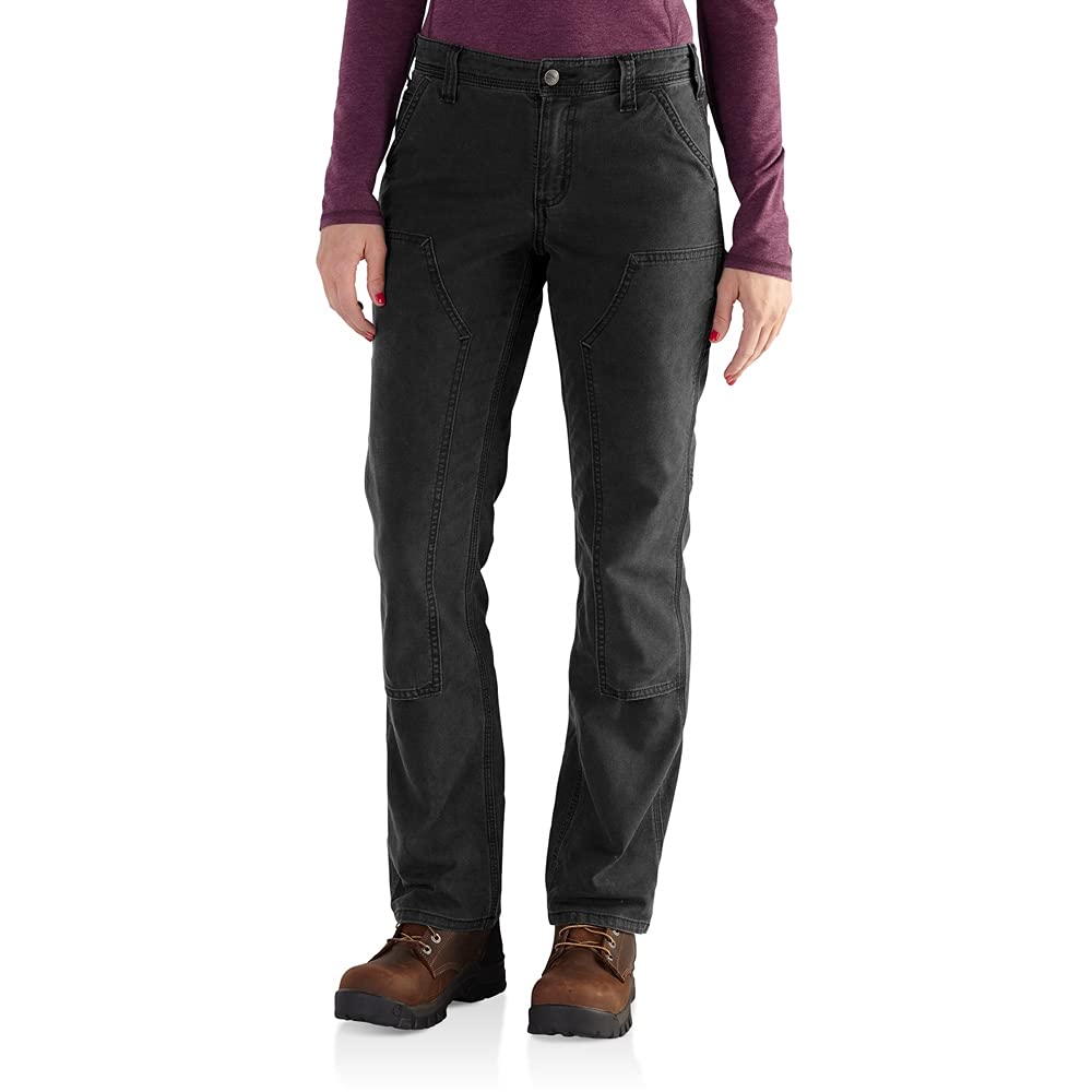 Carhartt Women's Rugged Flex Loose Fit Canvas Double-Front Work Pant, Black, 10