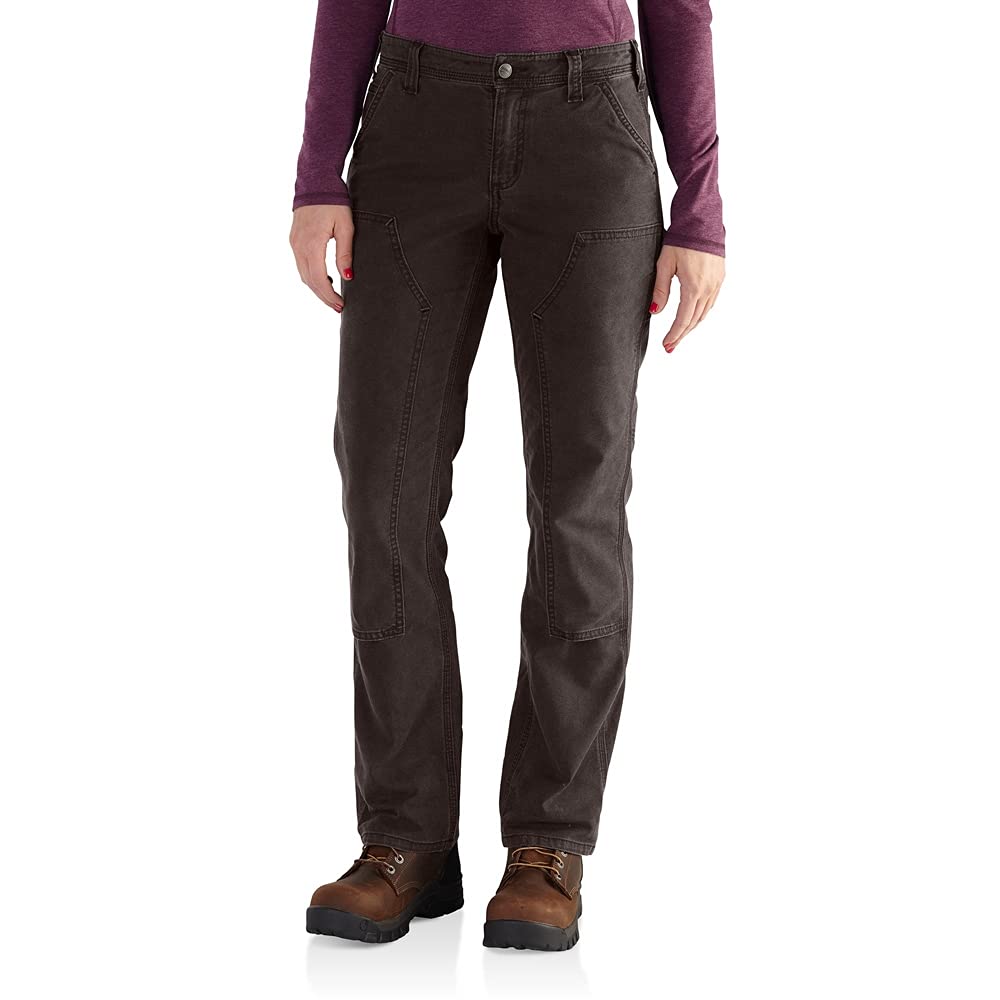 Carhartt Women's Rugged Flex Loose Fit Canvas Double-Front Work Pant, Dark Brown, 12