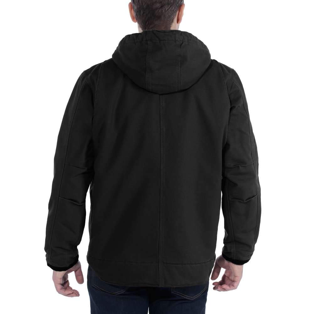 Carhartt Mens Relaxed Fit Washed Duck Sherpa-lined Jacket Work Utility Outerwear, Black, Large US