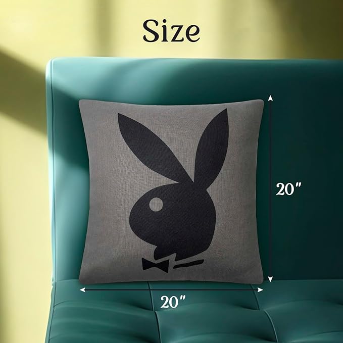 Playboy Metallic Print Comfy Pillow with Decorative Pillows for Bed Coal Gray and Black