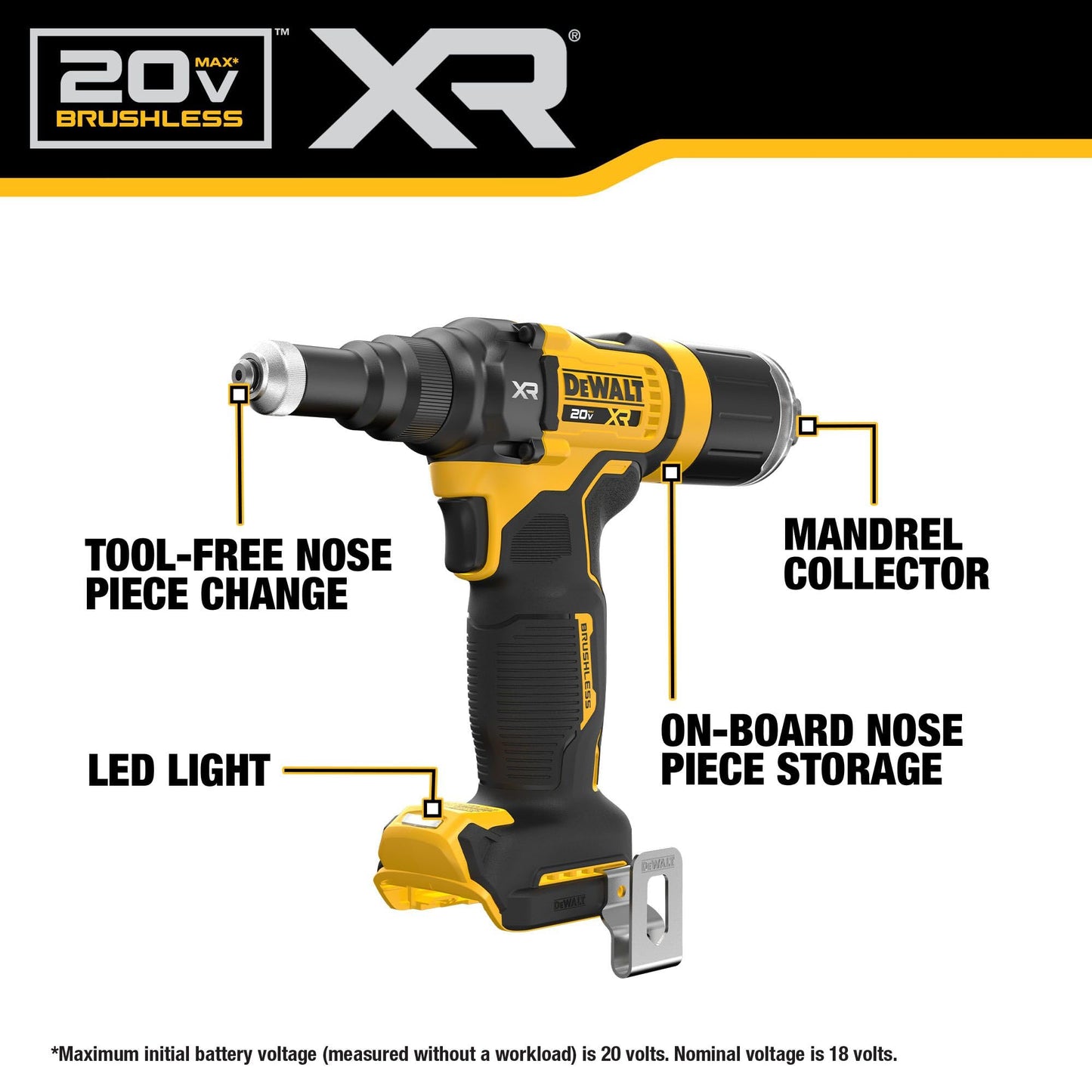 DEWALT 20V MAX XR Cordless Rivet Tool, 3/16", Battery and Charger Included (DCF403D1)