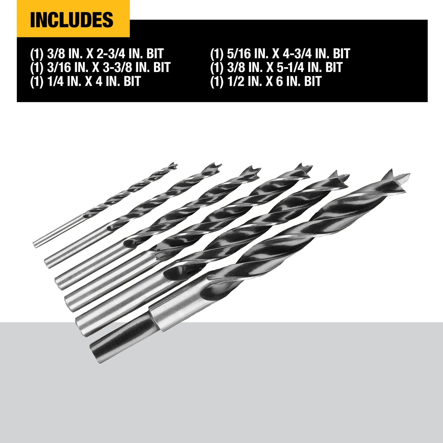 DEWALT Drill Bit Set, Brad Point, 6-Piece (DW1720) , Black