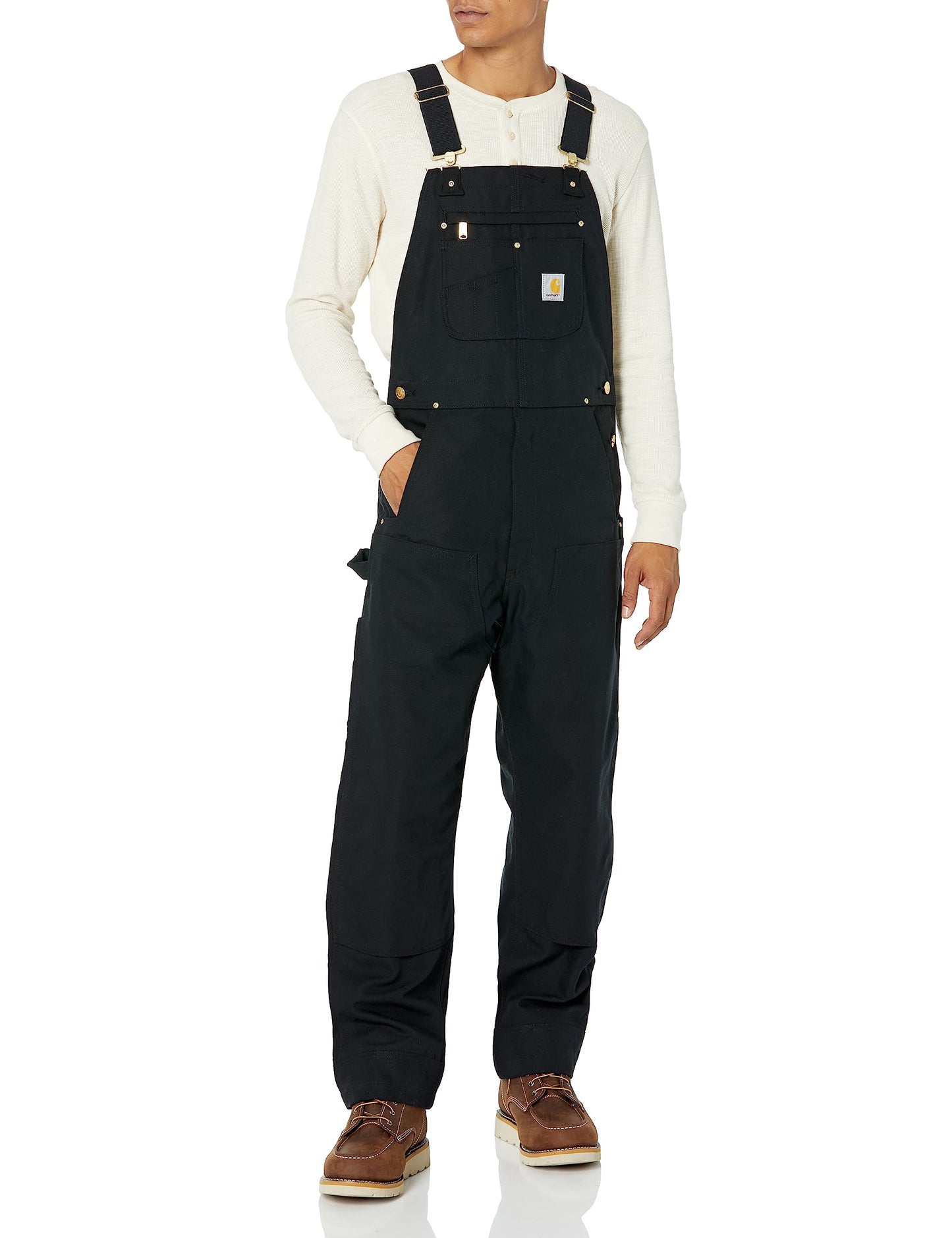 Carhartt mens Loose Fit Firm Duck Insulated Bib Overall Work Utility Outerwear, Black, Small US