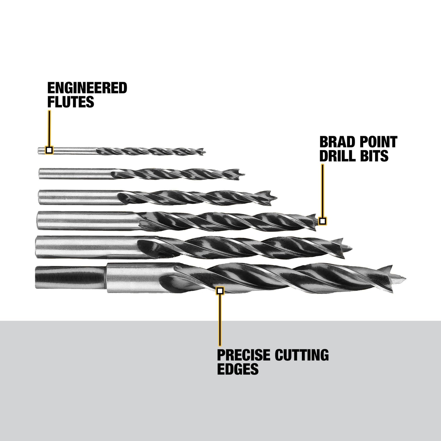 DEWALT Drill Bit Set, Brad Point, 6-Piece (DW1720) , Black