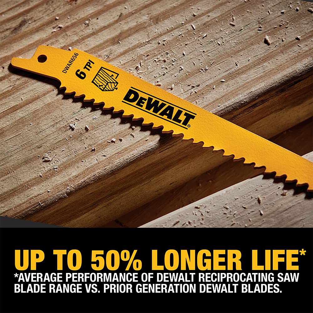 DEWALT DW4856 6pc Metal/Woodcutting Reciprocating Saw Blade Set, Metallic