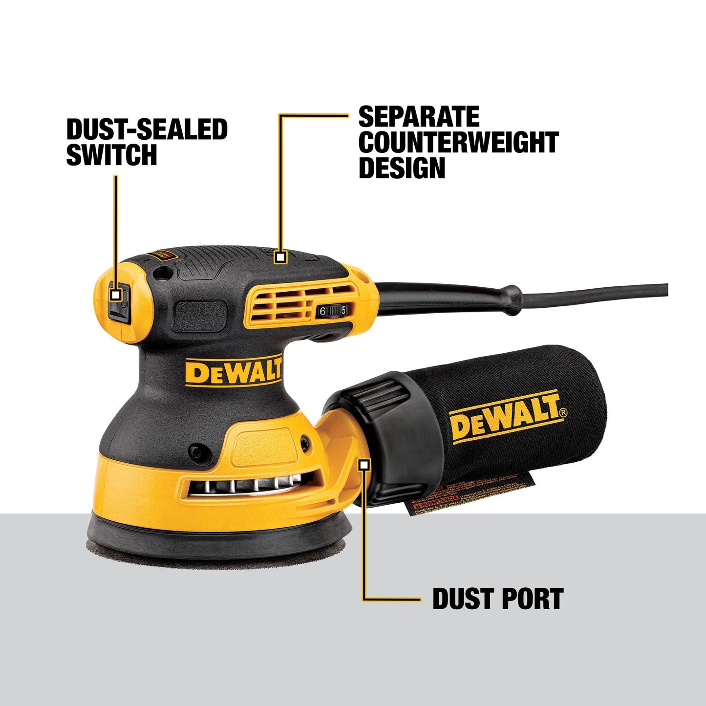 DEWALT Orbital Sander Kit, 5-Inch, Variable Speed (DWE6423K)