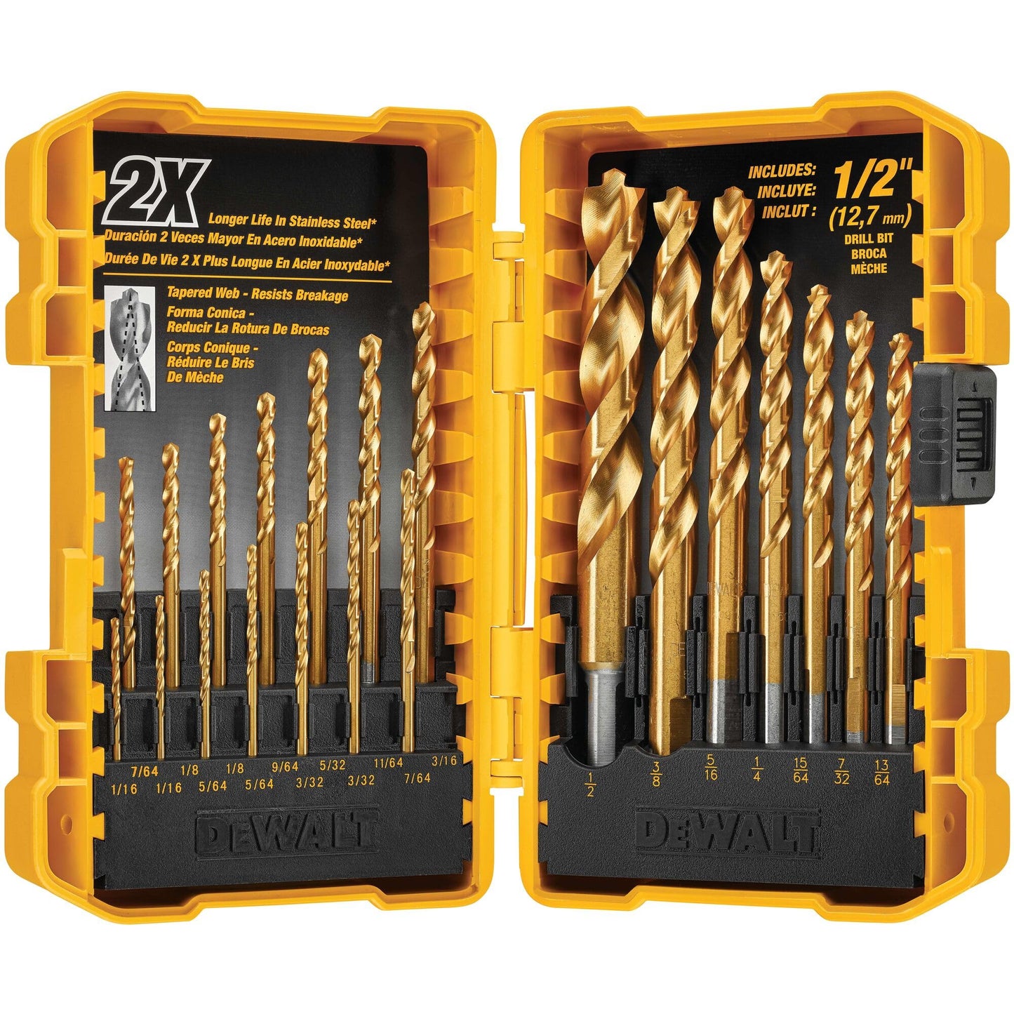 DEWALT Titanium Nitride Coated Drill Bit Set, Pilot Point, 21-Piece (DW1361)