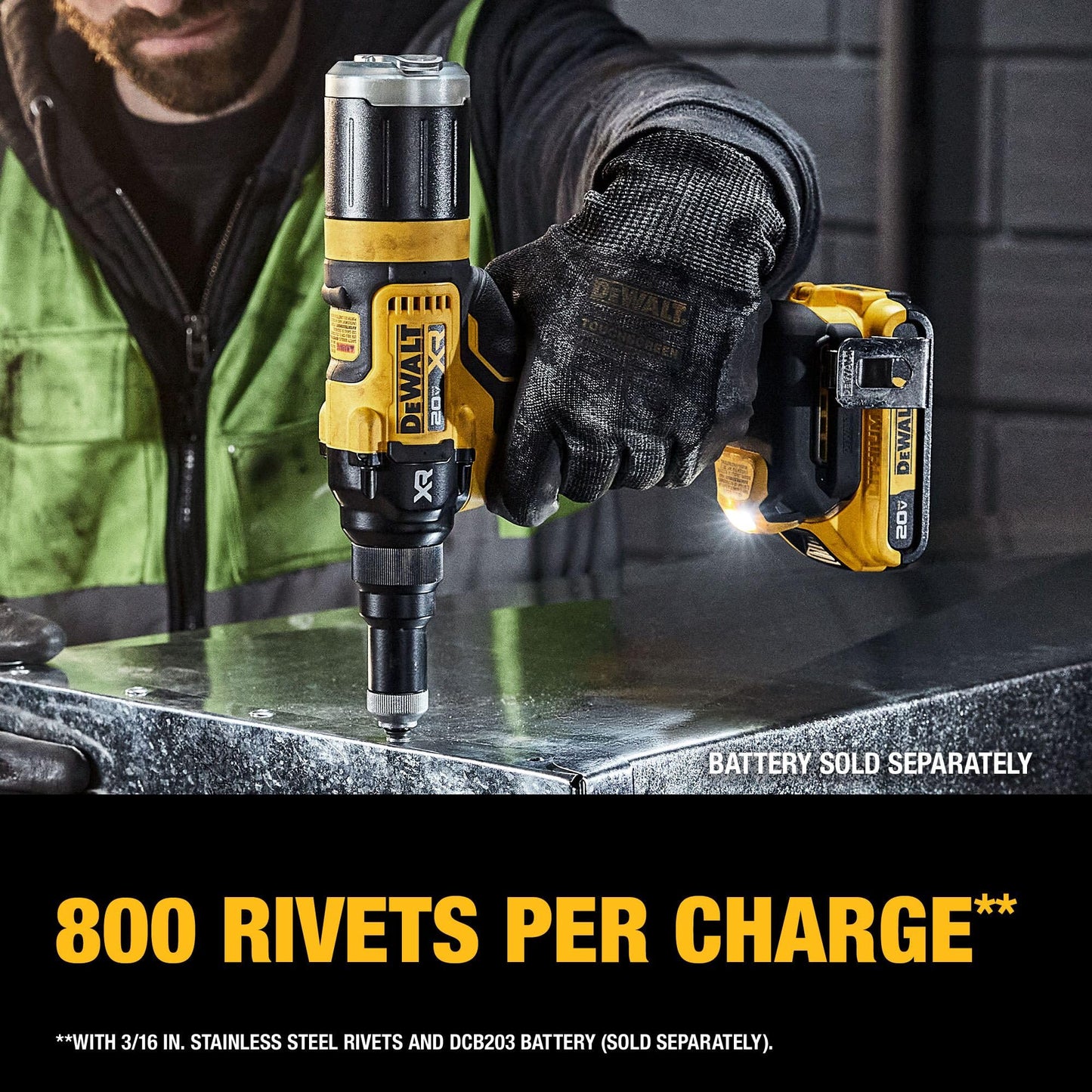 DEWALT 20V MAX XR Cordless Rivet Tool, 3/16", Battery and Charger Included (DCF403D1)