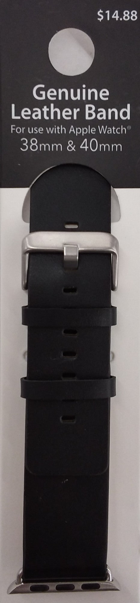 18062838BKW2 38 Mm Leather Watch Band for Apple, Black