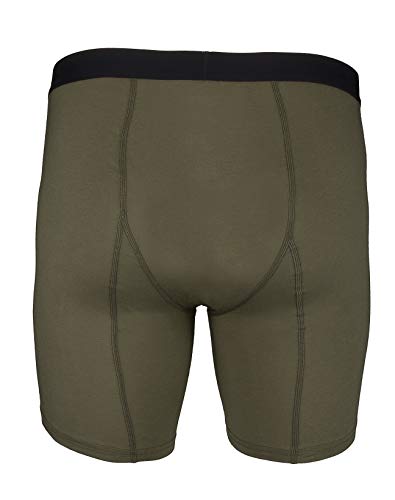 Carhartt Men's 8" Inseam Cotton Polyester 2 Pack Boxer Brief, Burnt Olive, L