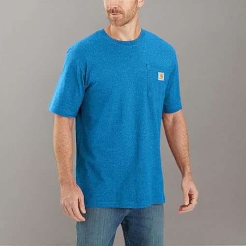 Carhartt Men's Loose Fit Heavyweight Short-Sleeve Pocket T-Shirt (Also Available in Big & Tall), Marine Blue Heather, Large