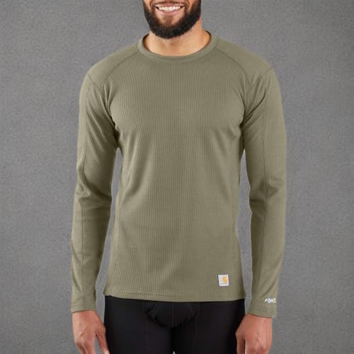 Carhartt Men's Base Force Midweight Classic Crew, Burnt Olive, Medium