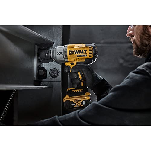 DEWALT 20V MAX Cordless Impact Wrench Kit, 20V MAX, 1/2" Hog Ring With 4-Mode Speed, Includes Battery, Charger and Kit Bag (DCF900P1)