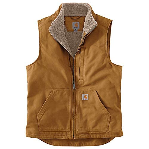 Carhartt Men's Sherpa Lined Mock-Neck Vest, Brown, X-Large