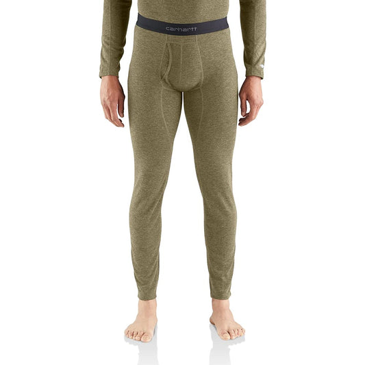 Carhartt Men's Force Midweight Synthetic-Wool Blend Base Layer Pant, Burnt Olive Heather, Large