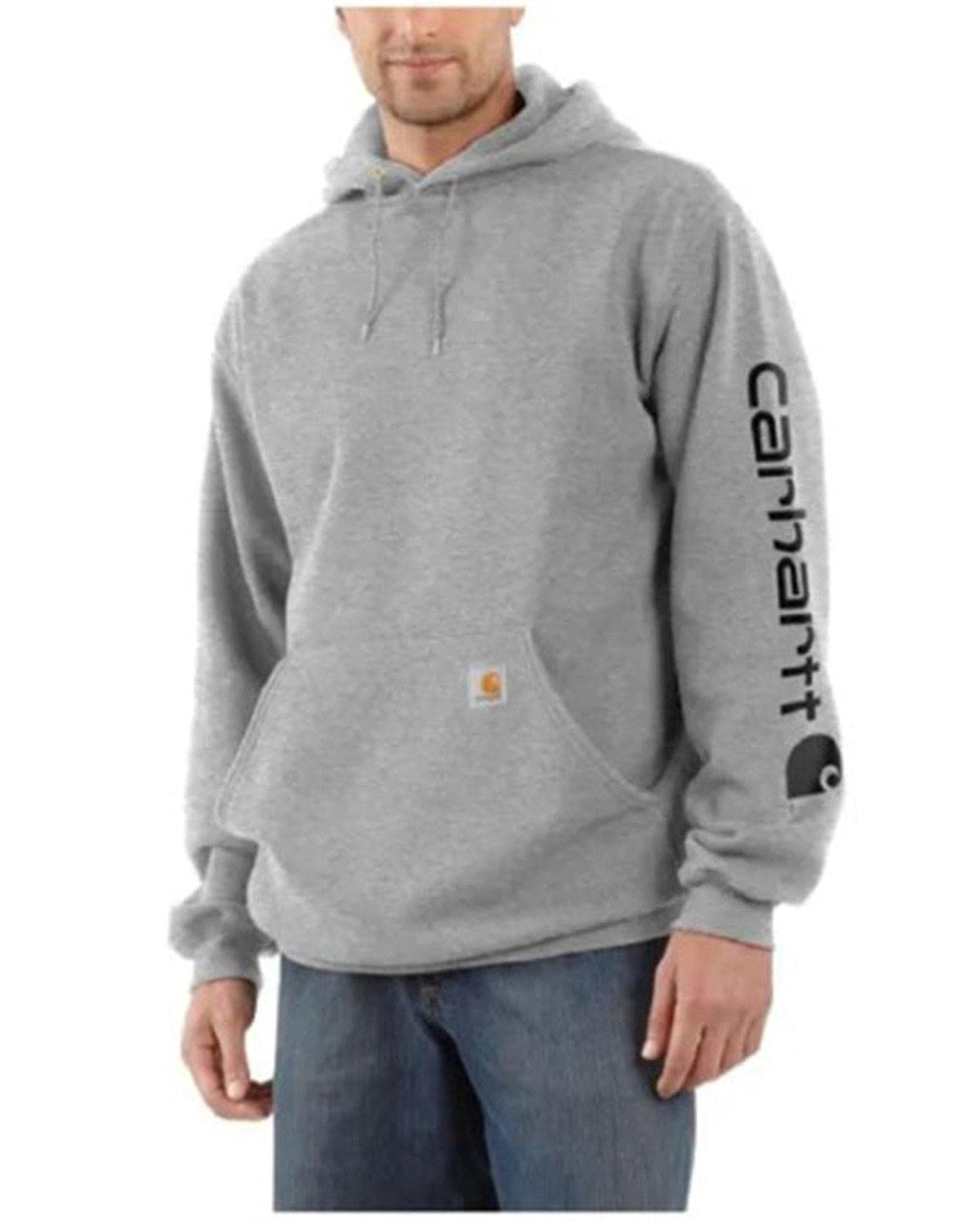 Carhartt Men's Loose Fit Midweight Logo Sleeve Graphic Sweatshirt (Also Available in Big & Tall), Heather Gray/Black, 4X-Large