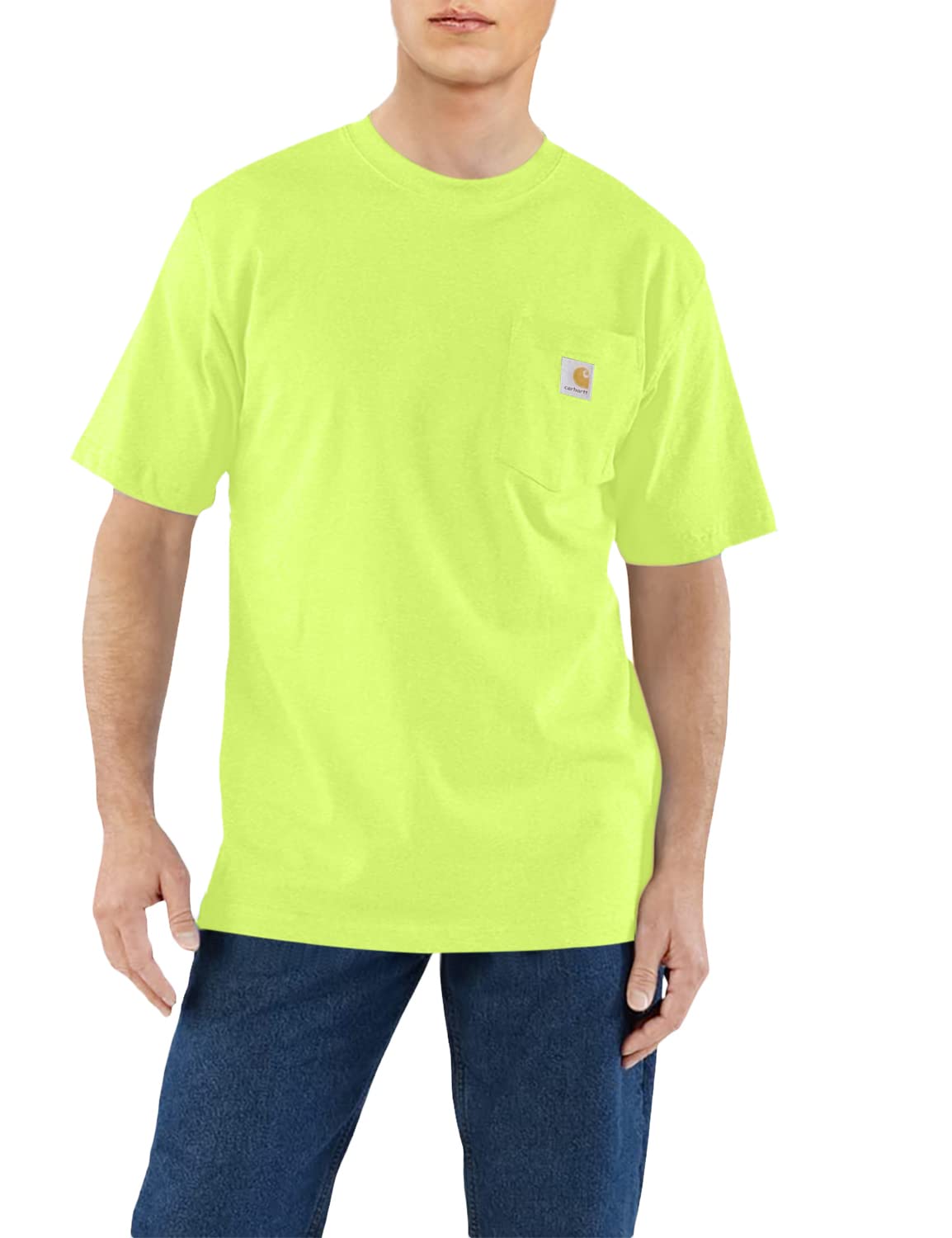 Carhartt Men's Loose Fit Heavyweight Short-Sleeve Pocket T-Shirt (Also Available in Big & Tall), Brite Lime, XX-Large