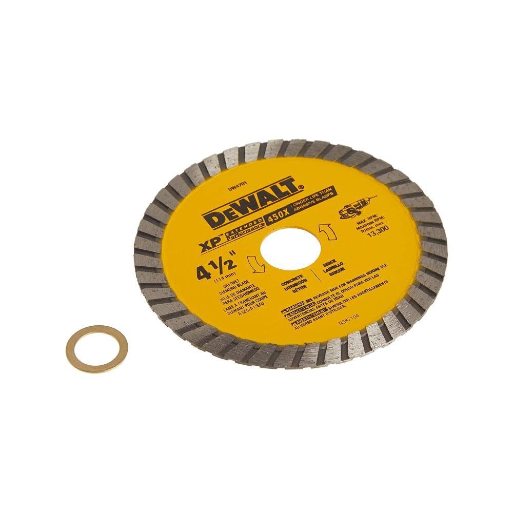 DEWALT Diamond Blade, Dry or Wet Cutting, Continuous Rim, 7/8-Inch Arbor, 4-1/2-Inch (DW4701)