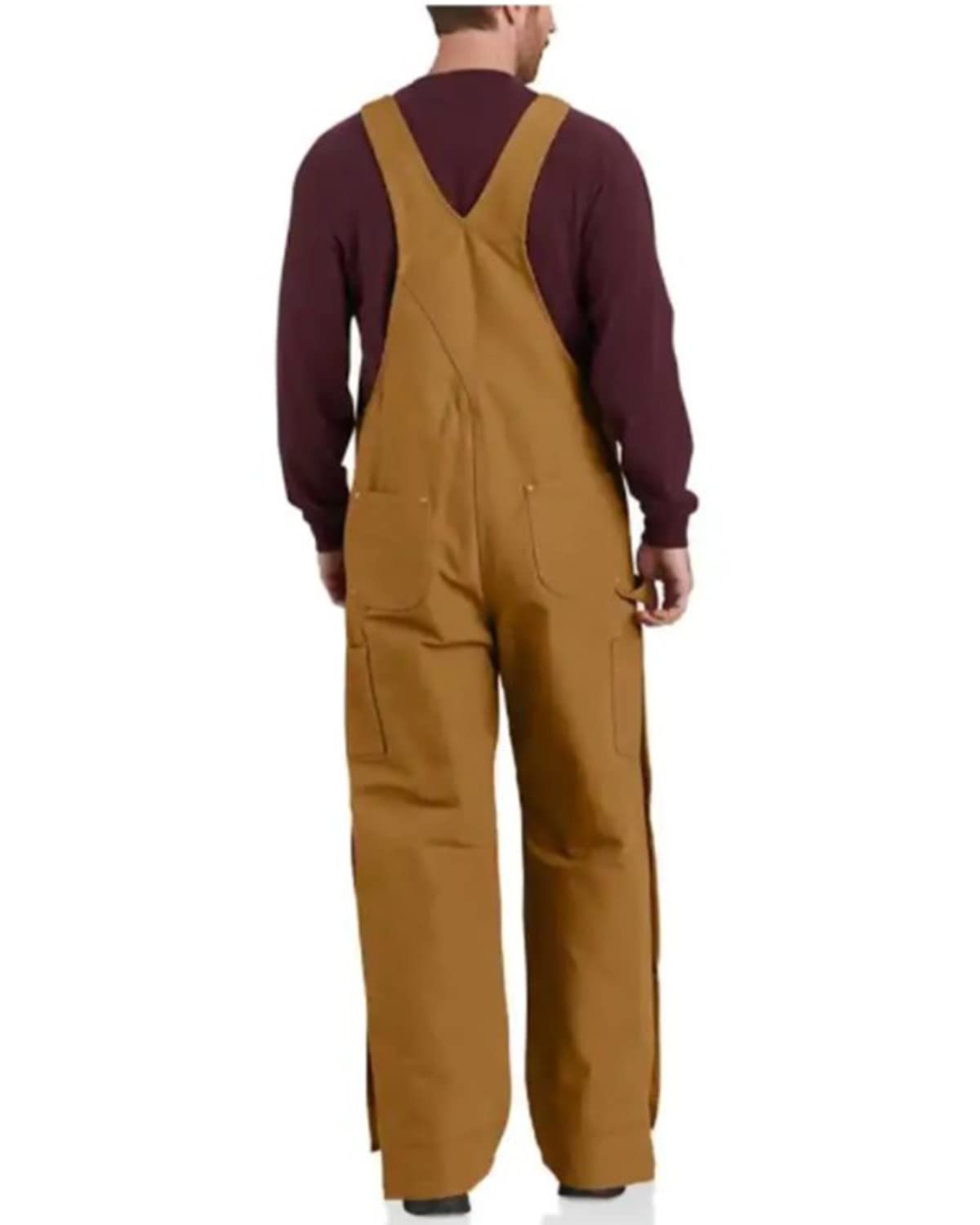 Carhartt Men's Loose Fit Firm Duck Insulated Bib Overall, Brown, Large