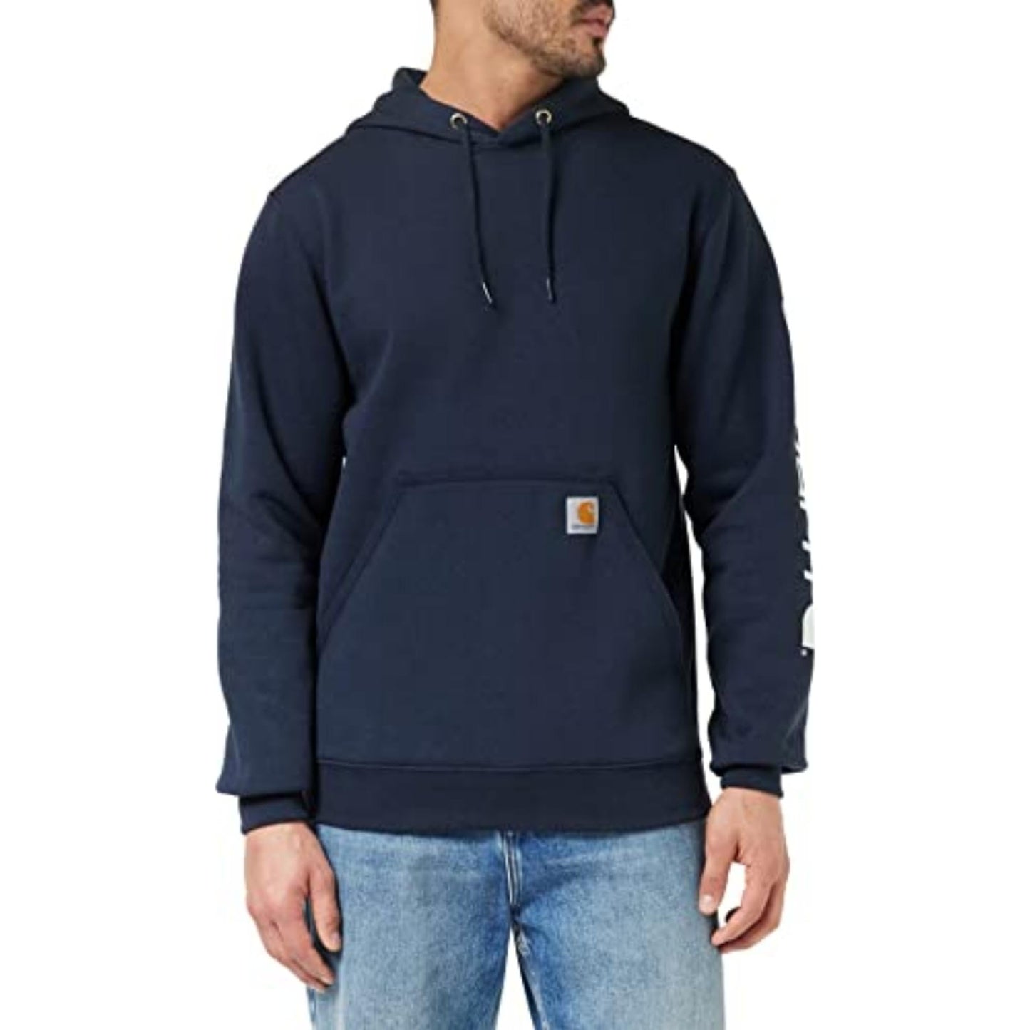 Carhartt Men's Loose Fit Midweight Logo Sleeve Graphic Sweatshirt (Also Available in Big & Tall), New Navy, 3X-Large