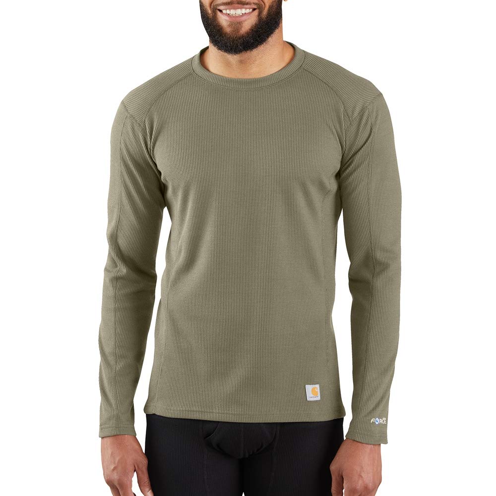 Carhartt Men's Base Force Midweight Classic Crew, Burnt Olive, Medium