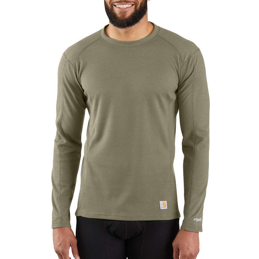 Carhartt Men's Base Force Midweight Classic Crew, Burnt Olive, Medium