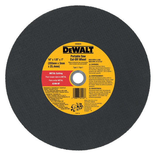 DeWalt DW8021 14" x 5/32" x 20mm Metal Cutting High Speed Cut-Off Wheel