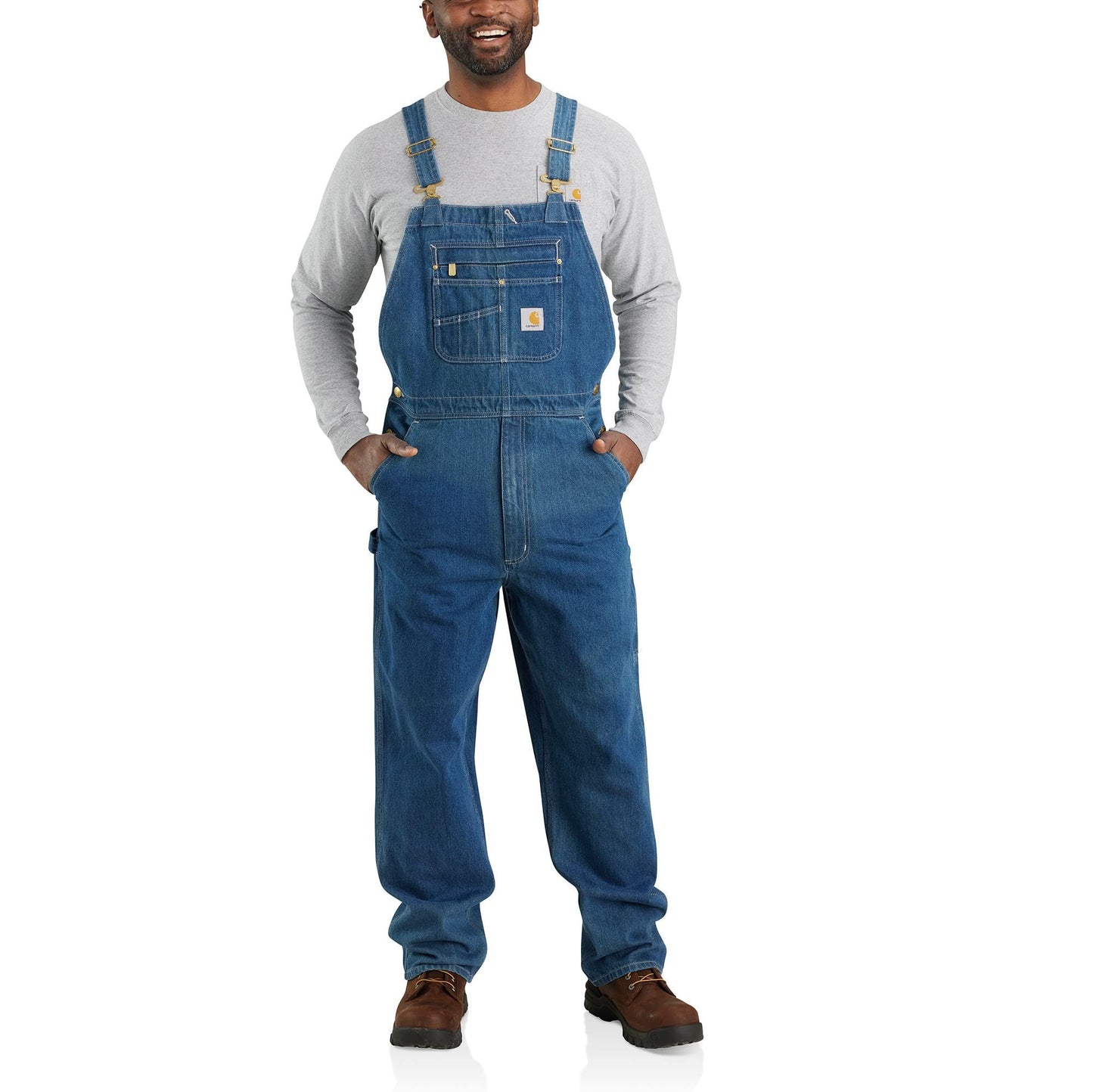 Carhartt Men's Loose Fit Denim Bib Overall, Darkstone, 36 x 34