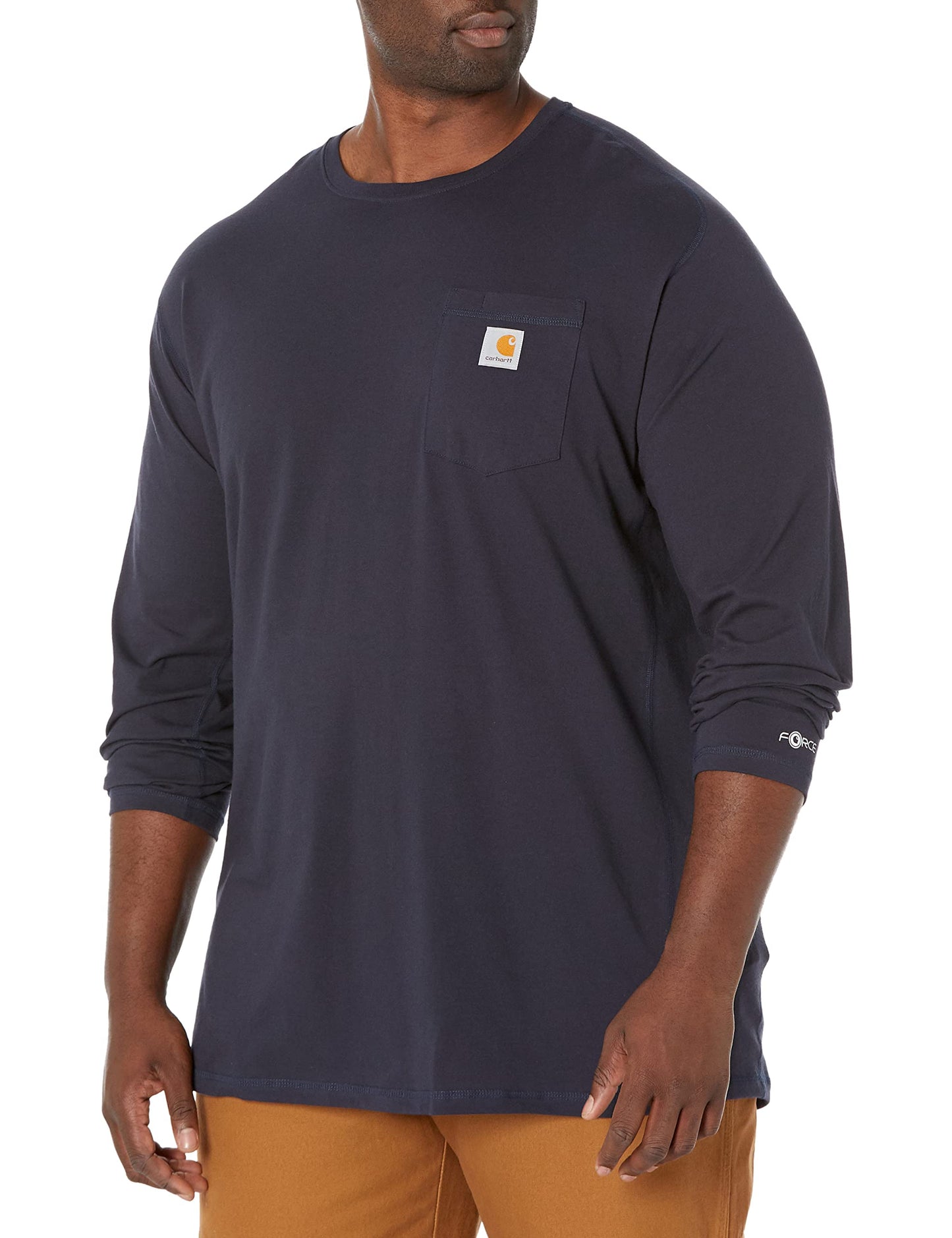 Carhartt Men's Force Relaxed Fit Midweight Long-Sleeve Pocket T-Shirt, Navy, Medium