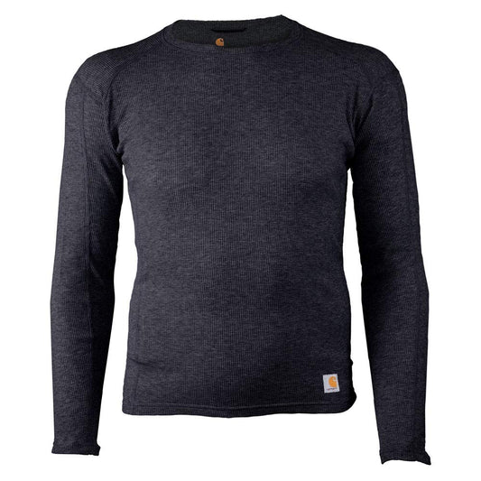 Carhartt Men's Base Force 100% Cotton Midweight Classic Crew, Black Heather, Large