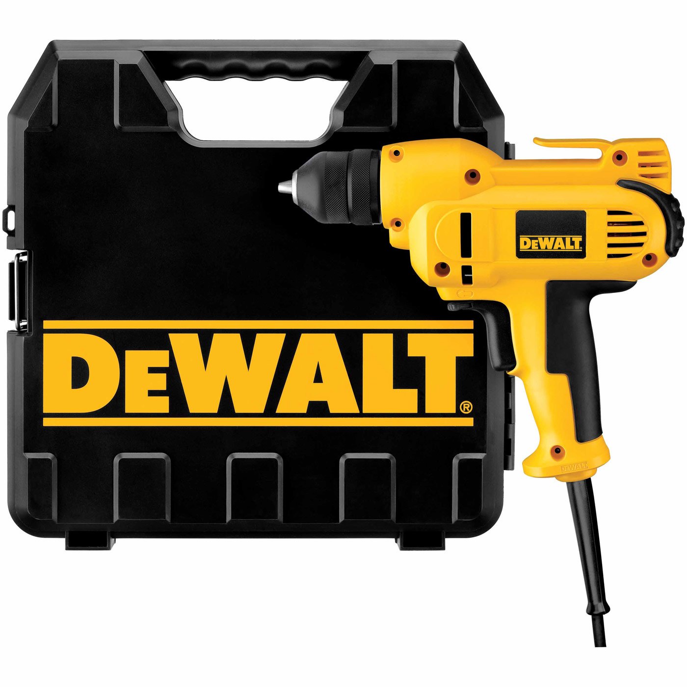 DEWALT Drill, 8.0-Amp, 3/8-Inch, Variable Speed Trigger, Mid-Handle Grip for Comfort, Corded (DWD115K )