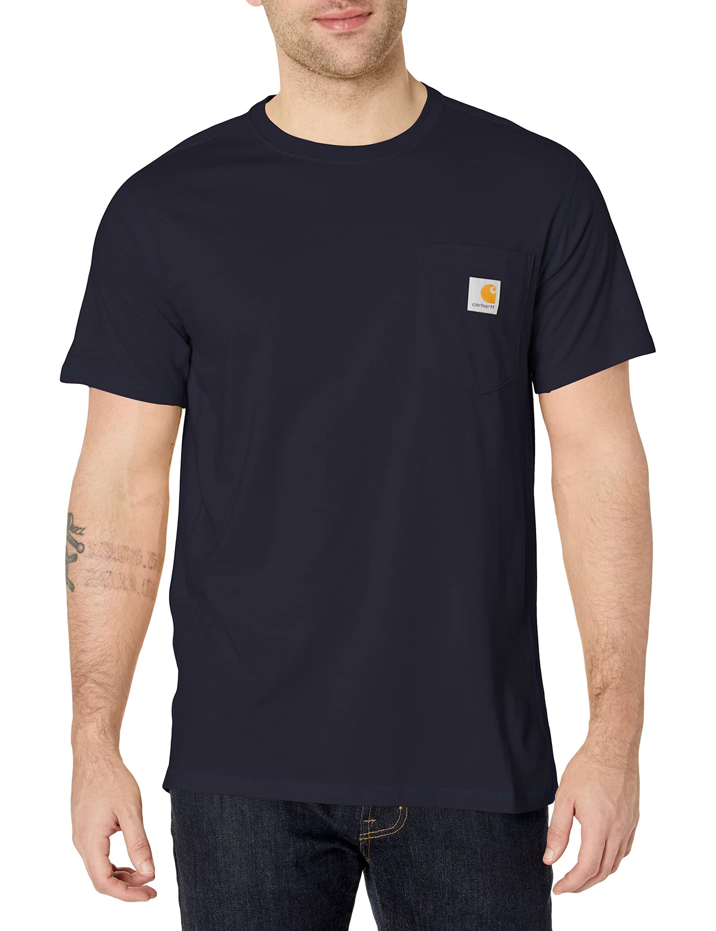 Carhartt Men's Force Relaxed Fit Midweight Short-Sleeve Pocket T-Shirt, Navy, Large