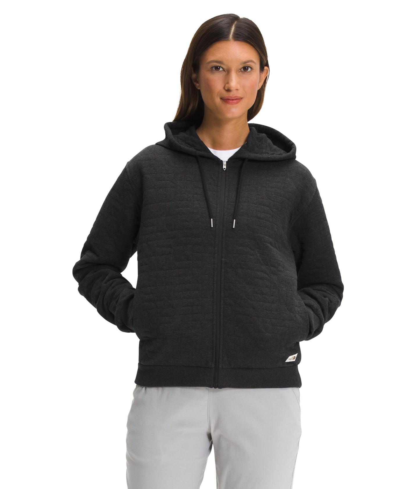 THE NORTH FACE Longs Peak Quilted Full Zip Hoodie Tnf Black/White Heather LG