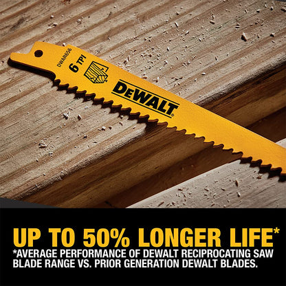 DEWALT DW4856 6pc Metal/Woodcutting Reciprocating Saw Blade Set, Metallic