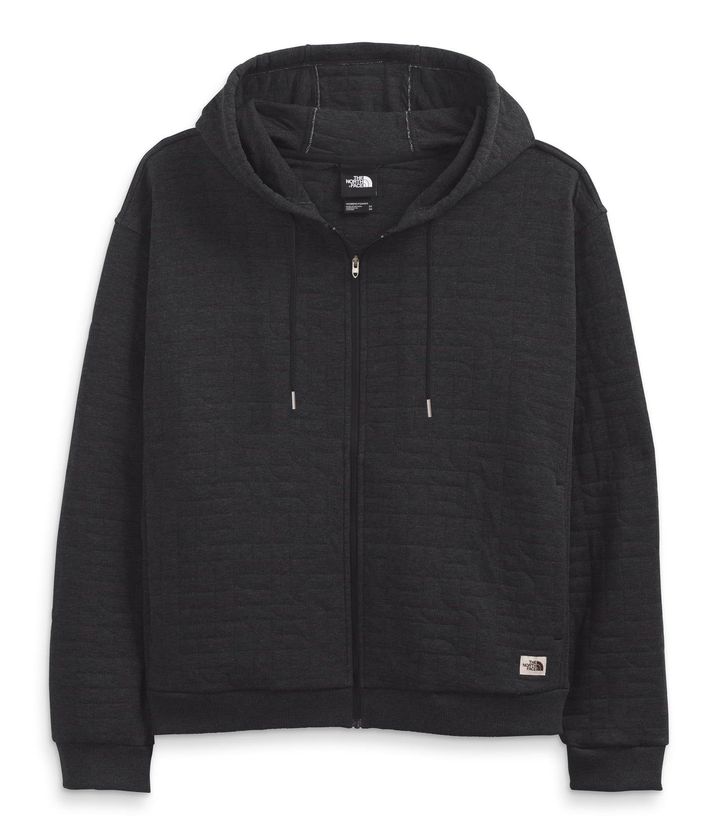 THE NORTH FACE Longs Peak Quilted Full Zip Hoodie Tnf Black/White Heather LG