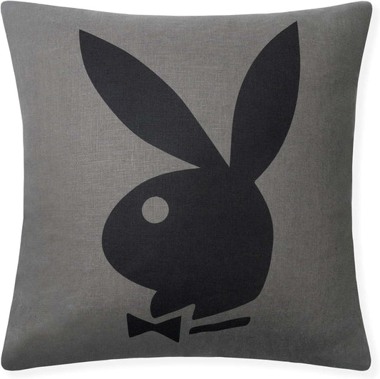 Playboy Metallic Print Comfy Pillow with Decorative Pillows for Bed Coal Gray and Black