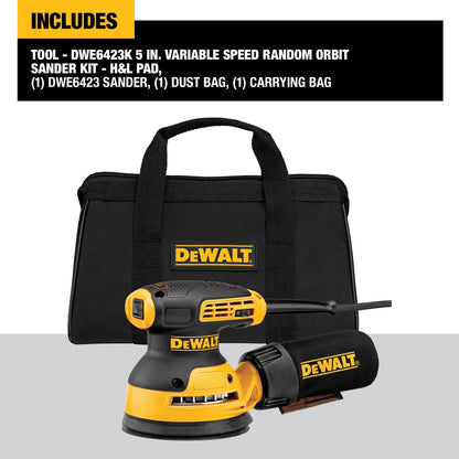 DEWALT Orbital Sander Kit, 5-Inch, Variable Speed (DWE6423K)