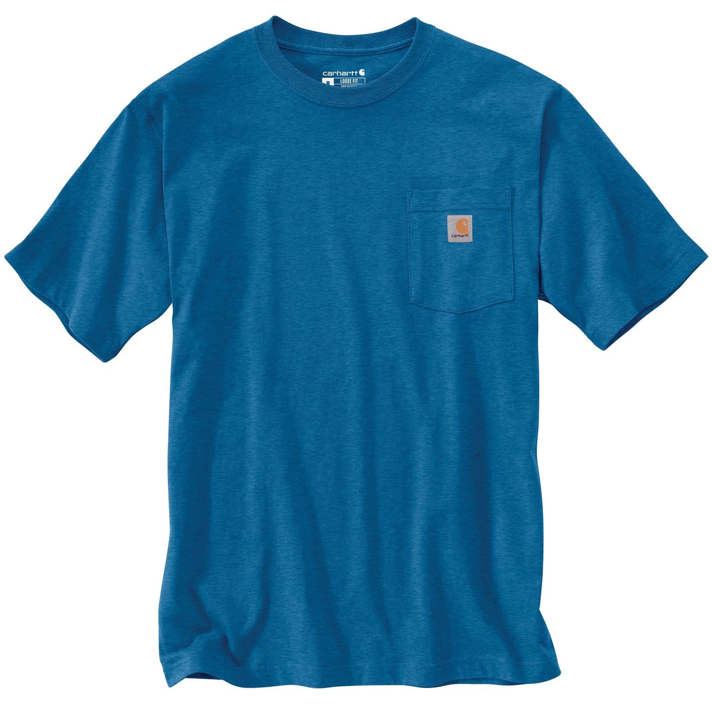 Carhartt Men's Loose Fit Heavyweight Short-Sleeve Pocket T-Shirt (Also Available in Big & Tall), Marine Blue Heather, Large