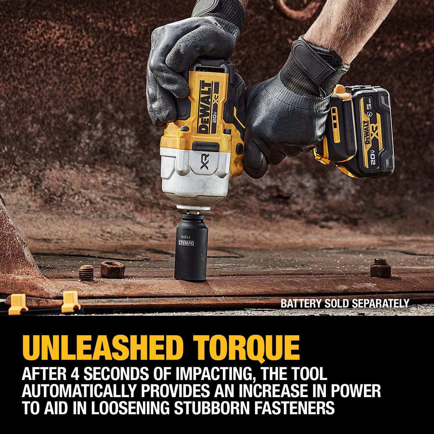 DEWALT 20V MAX Cordless Impact Wrench, 1/2" Hog Ring, High Torque, Brushless, Bare Tool Only (DCF961B)