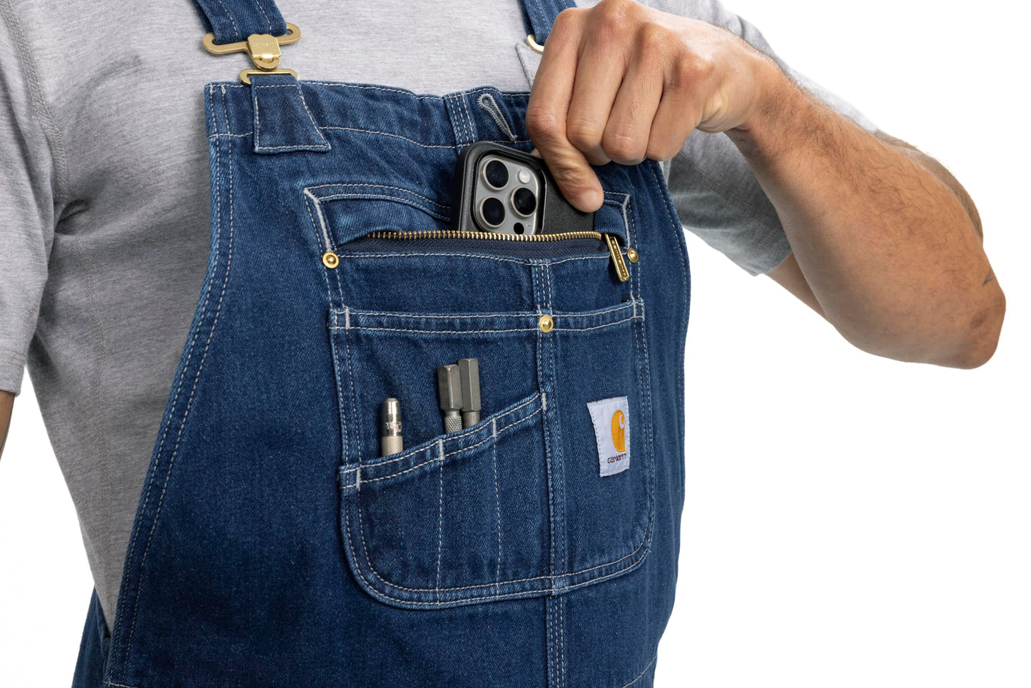 Carhartt Men's Loose Fit Denim Bib Overall, Darkstone, 36 x 34