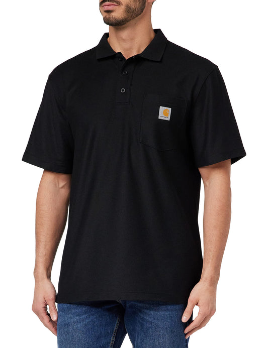 Carhartt Men's Loose Fit Midweight Short-Sleeve Pocket Polo, Black, Medium