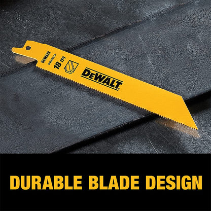 DEWALT DW4856 6pc Metal/Woodcutting Reciprocating Saw Blade Set, Metallic