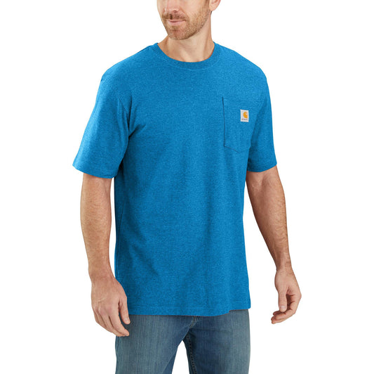 Carhartt Men's Loose Fit Heavyweight Short-Sleeve Pocket T-Shirt (Also Available in Big & Tall), Marine Blue Heather, X-Large