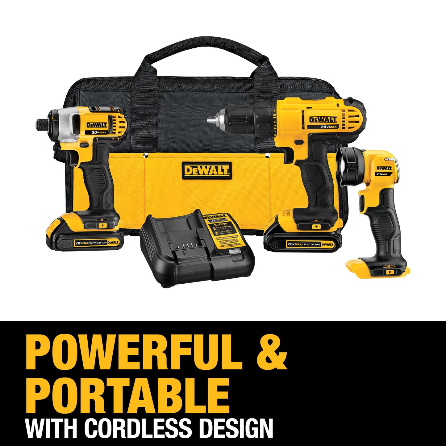 DEWALT 20V MAX Cordless Drill Combo Kit, 3-Tool, Battery and Charger Included (DCK340C2)