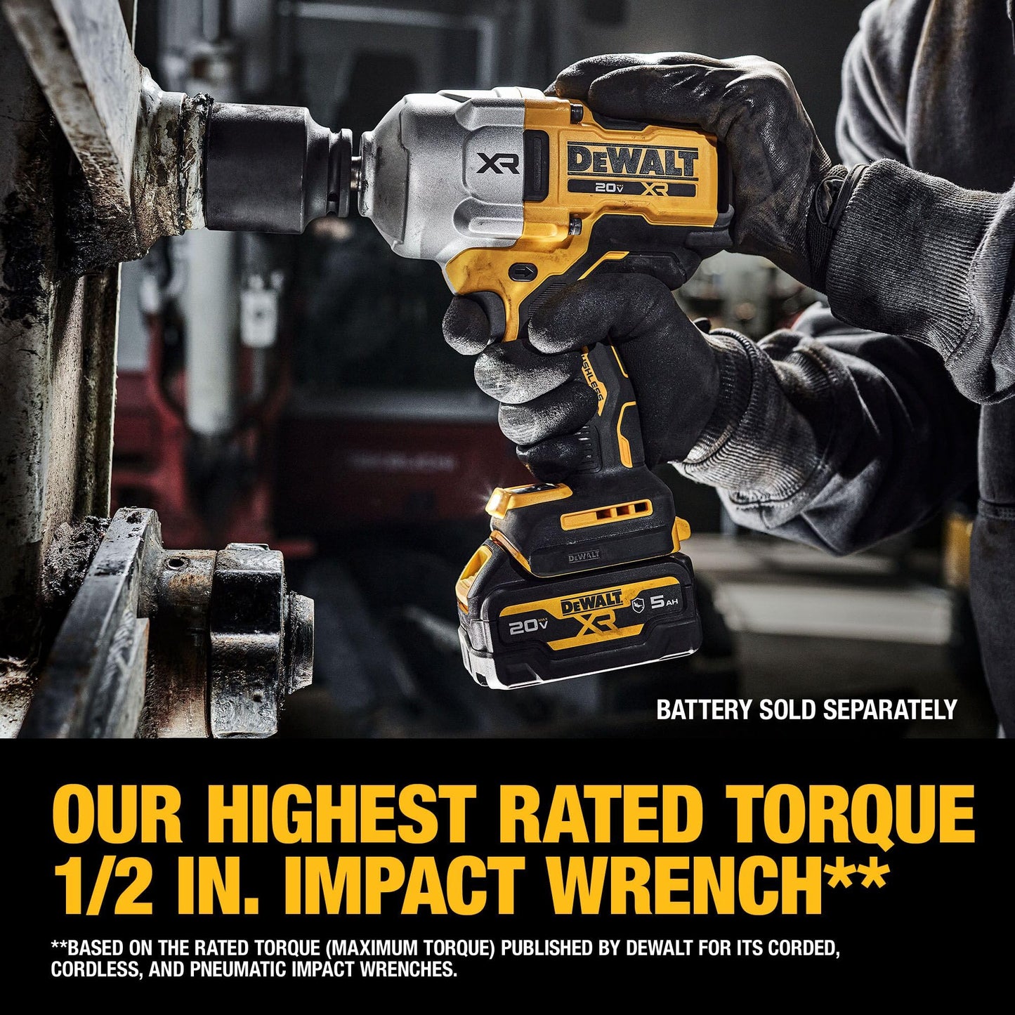 DEWALT 20V MAX Cordless Impact Wrench, 1/2" Hog Ring, High Torque, Brushless, Bare Tool Only (DCF961B)