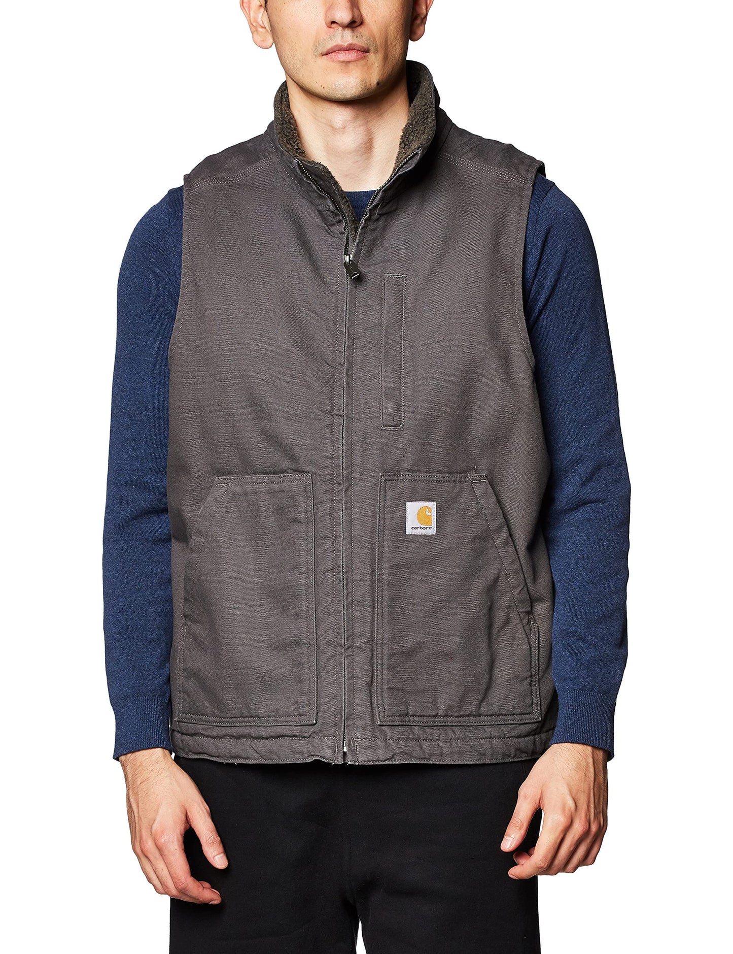 Carhartt Men's Sherpa Lined Mock-Neck Vest, Gravel, X-Large