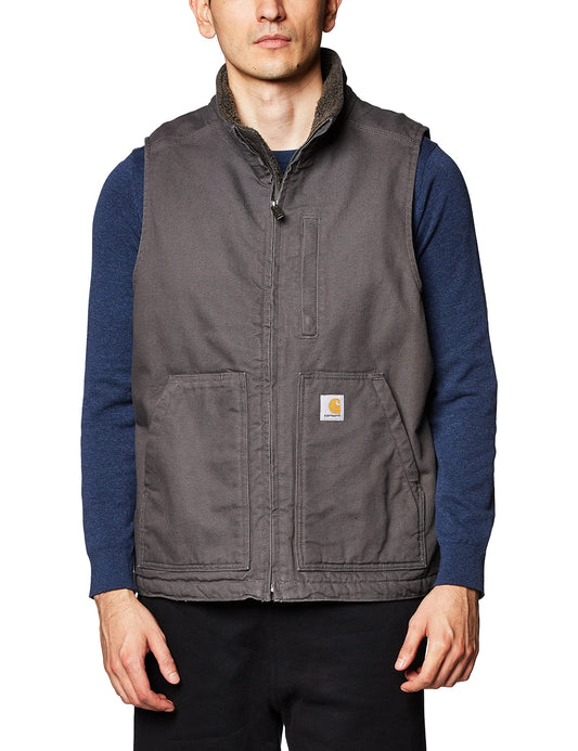 Carhartt Men's Sherpa Lined Mock-Neck Vest, Gravel, Large