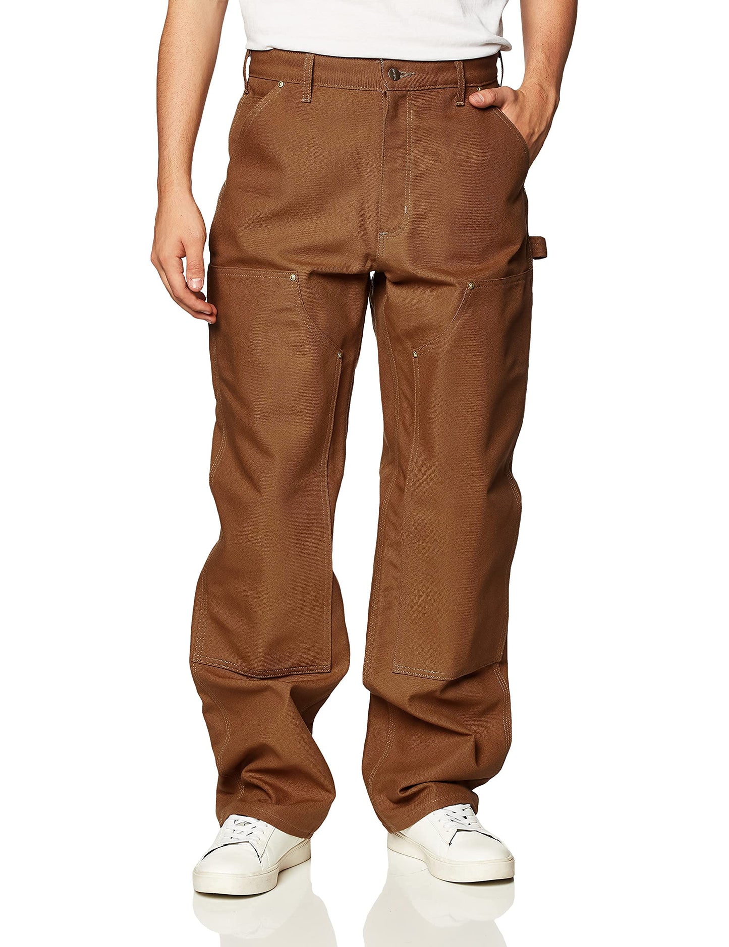 Carhartt mens Firm Duck Double- Front Dungaree B01 work utility pants, Carhartt Brown, 38W x 36L US